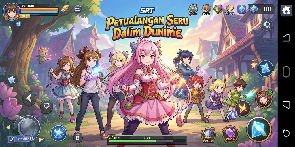 Tampilan gameplay menarik 5RT dengan karakter anime yang mengesankan.