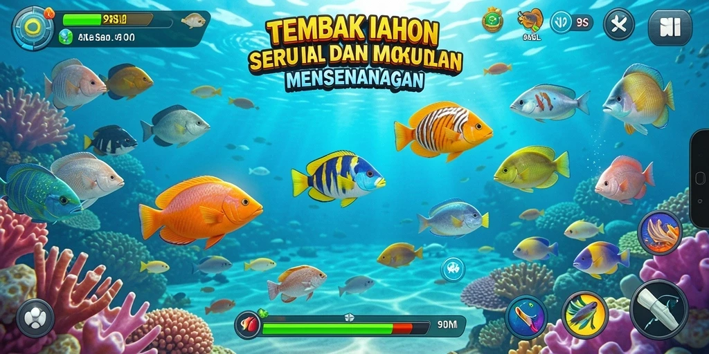 Screenshot gameplay menampilkan aksi menangkap ikan yang seru.