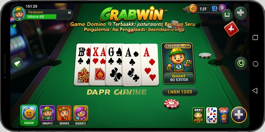 Tampilan menarik gameplay domino GRABWIN yang seru