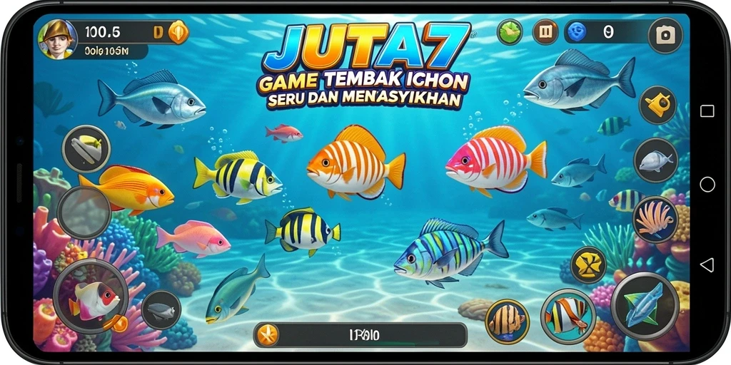 Tampilan aksi seru pada gameplay Tembak Ikan JUTA7.