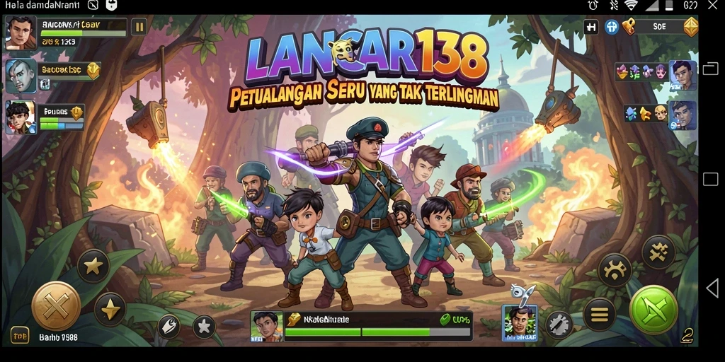 Tangkapan layar menunjukkan karakter utama LANCAR138 menjelajahi dunia petualangan.