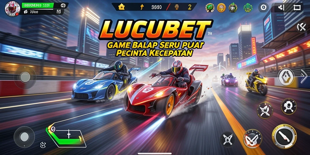 Tampilan gameplay seru saat balapan di lintasan <strong>LUCUBET</strong>.