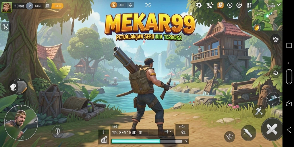 Tampilan gameplay seru dalam dunia terbuka MEKAR99.