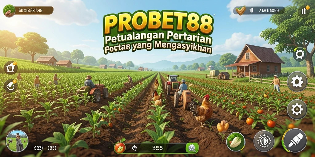 Tampilan gameplay seru dari PROBET88 dalam pertanian yang penuh warna.