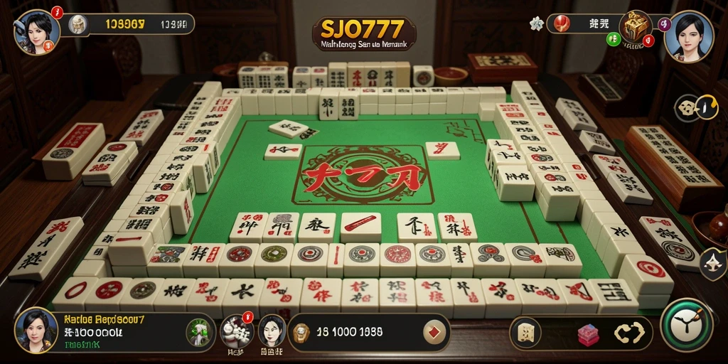 Tampilan gameplay SJO777 dengan suasana permainan Mahjong yang seru.