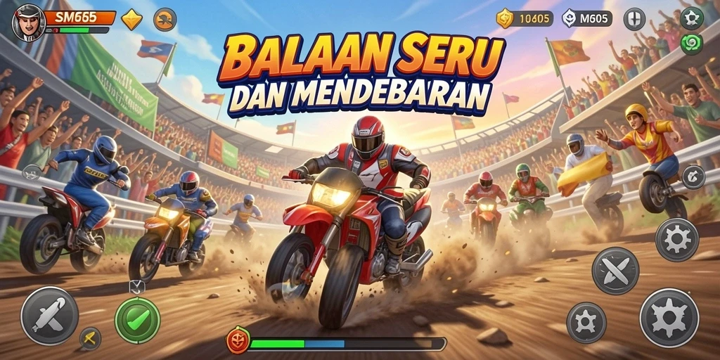 Tampilan menarik gameplay balapan seru dalam SM605.