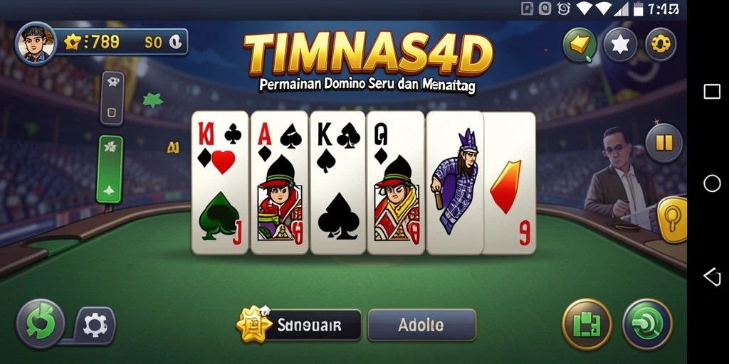 Tampilan gameplay seru dari TIMNAS4D dengan kartu domino yang menarik.