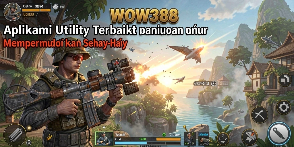 Screenshot WOW388 menunjukkan fitur-fitur aplikasi Utility yang bermanfaat.